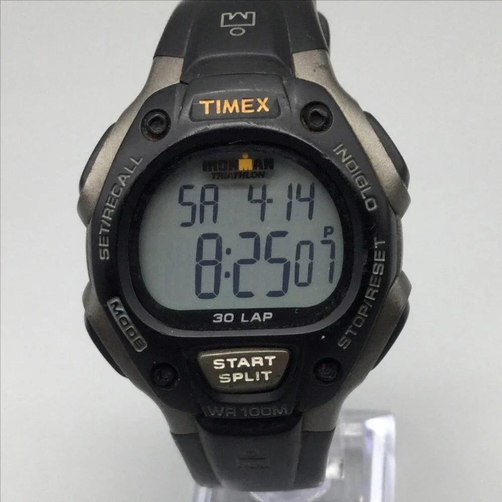 Timex Ironman Triathlon 30 Lap Mens Watch 38mm Black Gray 30Lap New Battery